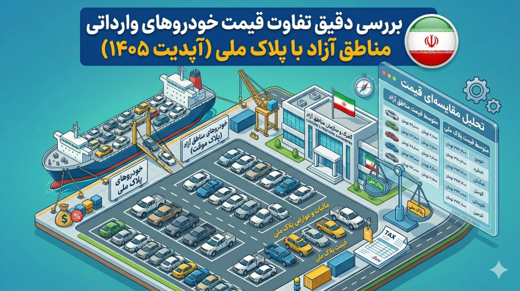بررسی دقیق تفاوت قیمت خودروهای وارداتی مناطق آزاد با پلاک ملی (آپدیت ۱۴۰۵)
