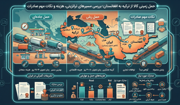 حمل زمینی کالا از ترکیه به افغانستان؛ بررسی مسیرهای ترانزیتی، هزینه و نکات مهم صادرات