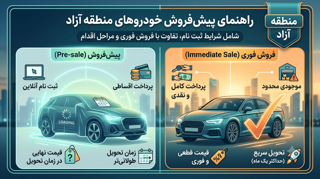 نحوه پیش فروش خودروهای منطقه آزاد | شرایط ثبت نام و تفاوت پیش فروش و فروش فوری