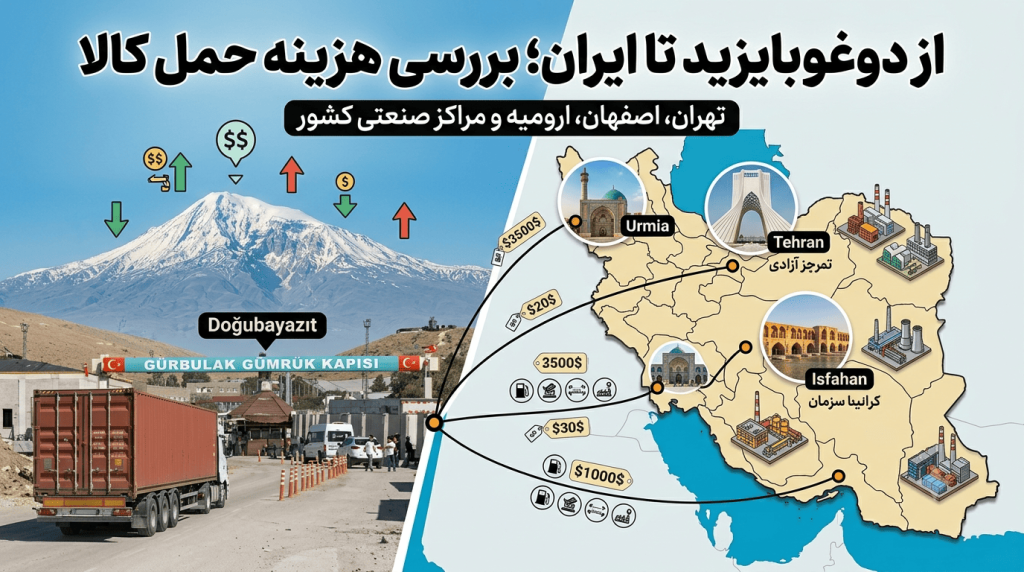 از دوغوبایزید تا ایران؛ بررسی هزینه حمل کالا به تهران، اصفهان، ارومیه و مراکز صنعتی کشور