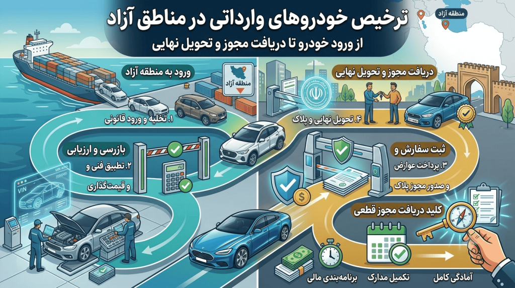 ترخیص خودروهای وارداتی در مناطق آزاد؛ از ورود خودرو تا دریافت مجوز و تحویل نهایی