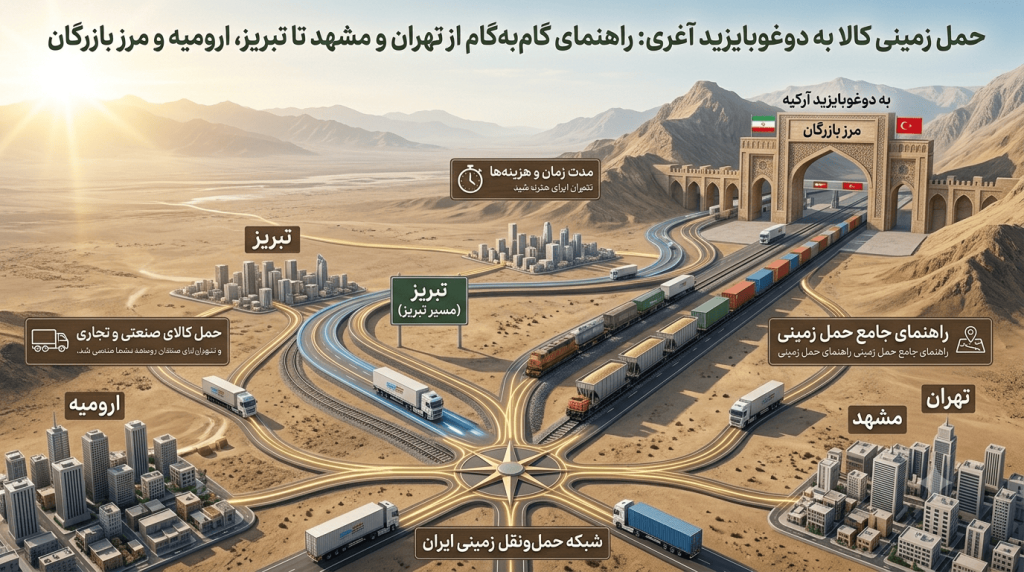 راهنمای حمل زمینی کالا به دوغوبایزید آغری؛ از تهران و مشهد تا تبریز، ارومیه و مرز بازرگان
