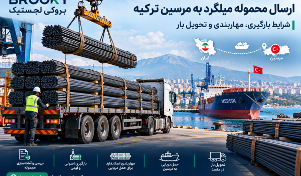 ارسال محموله میلگرد به مرسین ترکیه | شرایط بارگیری، مهاربندی و تحویل بار