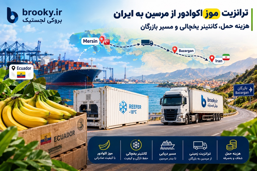ترانزیت موز اکوادور از مرسین به ایران | هزینه حمل، کانتینر یخچالی و مسیر بازرگان