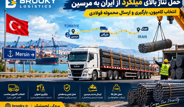 حمل تناژ بالای میلگرد از ایران به مرسین | انتخاب کامیون، بارگیری و ارسال محموله فولادی