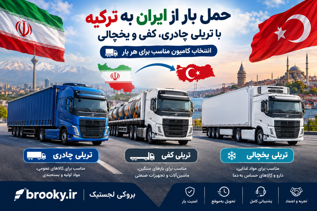 حمل بار از ایران به ترکیه با تریلی چادری، کفی و یخچالی | انتخاب کامیون مناسب برای هر بار